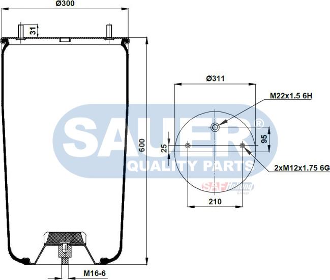 SAUER S2290942100 - Кожух пневматичної ресори autozip.com.ua