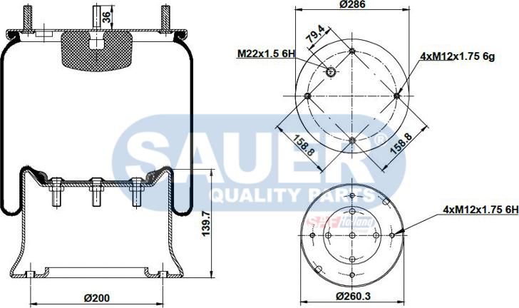 SAUER S2290810300 - Кожух пневматичної ресори autozip.com.ua