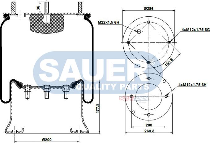 SAUER S2290881300 - Кожух пневматичної ресори autozip.com.ua