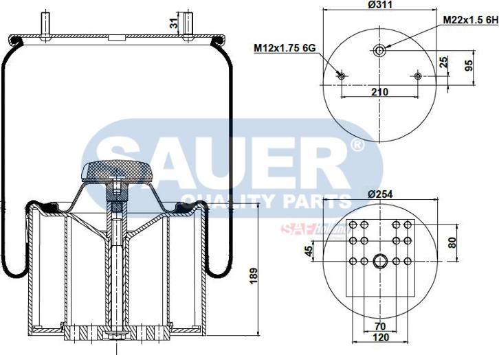 SAUER S2290881200 - Кожух пневматичної ресори autozip.com.ua