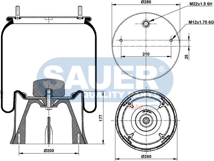 SAUER S2292923200 - Кожух пневматичної ресори autozip.com.ua