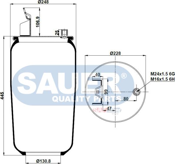 SAUER S2297803100 - Кожух пневматичної ресори autozip.com.ua