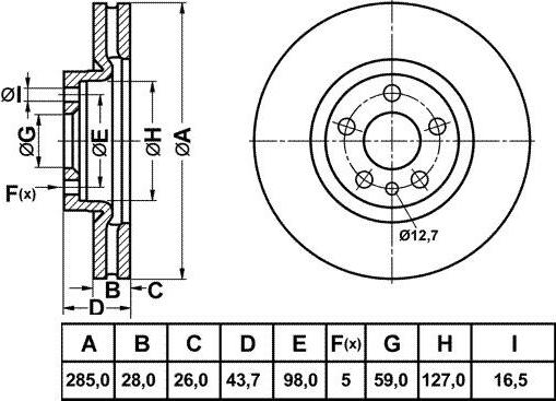 SB BR42126T - Гальмівний диск autozip.com.ua