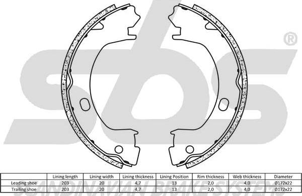 SBS 18492793827 - Комплект гальм, ручник, парковка autozip.com.ua