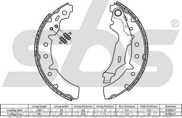 SBS 18492745660 - Комплект гальм, барабанний механізм autozip.com.ua