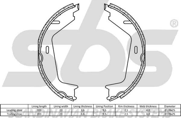 SBS 1849.2748733 - Комплект гальм, ручник, парковка autozip.com.ua