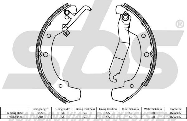 SBS 18492747295 - Комплект гальм, барабанний механізм autozip.com.ua