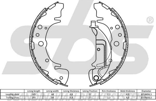 SBS 18492734666 - Комплект гальм, барабанний механізм autozip.com.ua