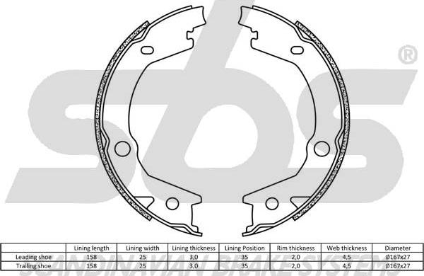 SBS 1849.2734745 - Комплект гальм, ручник, парковка autozip.com.ua