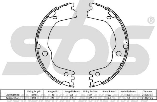 SBS 18492735834 - Комплект гальм, ручник, парковка autozip.com.ua