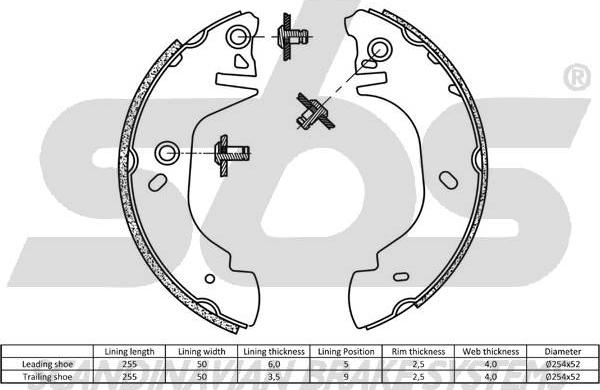 SBS 18492725570 - Комплект гальм, барабанний механізм autozip.com.ua