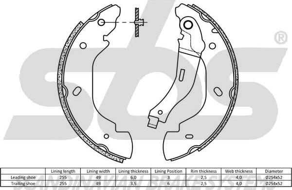 SBS 18492725676 - Комплект гальм, барабанний механізм autozip.com.ua