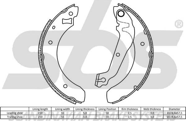 SBS 18492725376 - Комплект гальм, барабанний механізм autozip.com.ua