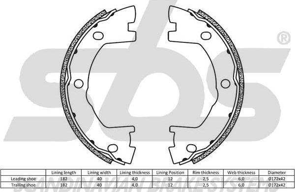 SBS 18492723841 - Комплект гальм, ручник, парковка autozip.com.ua