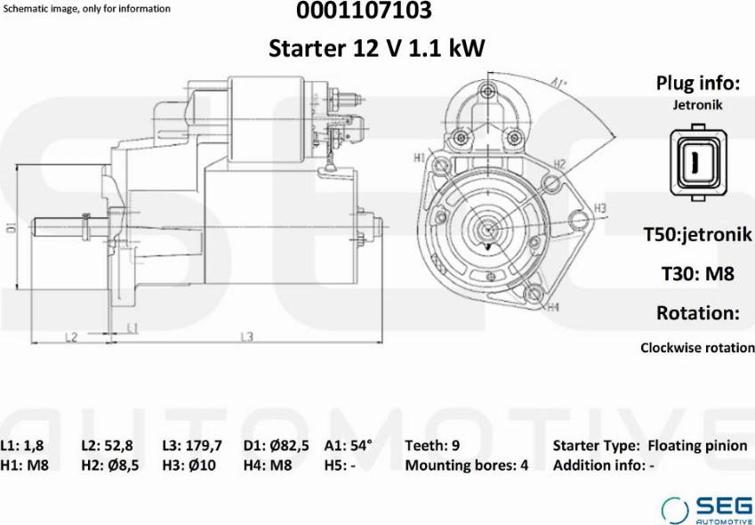 SEG AUTOMOTIVE 0001107103 - Стартер autozip.com.ua