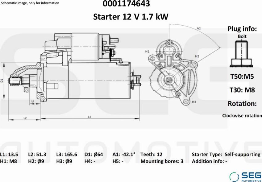 SEG AUTOMOTIVE 0001174643 - Стартер autozip.com.ua
