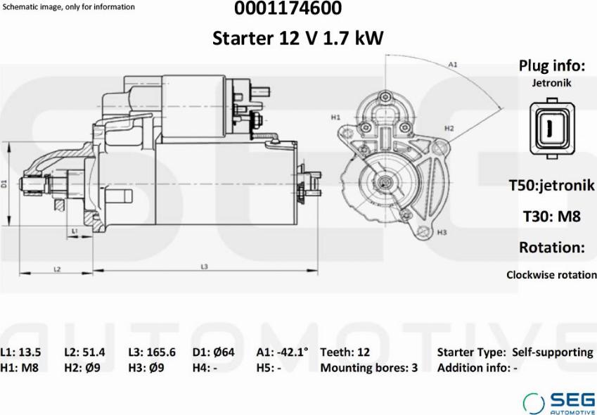 SEG AUTOMOTIVE 0001174600 - Стартер autozip.com.ua