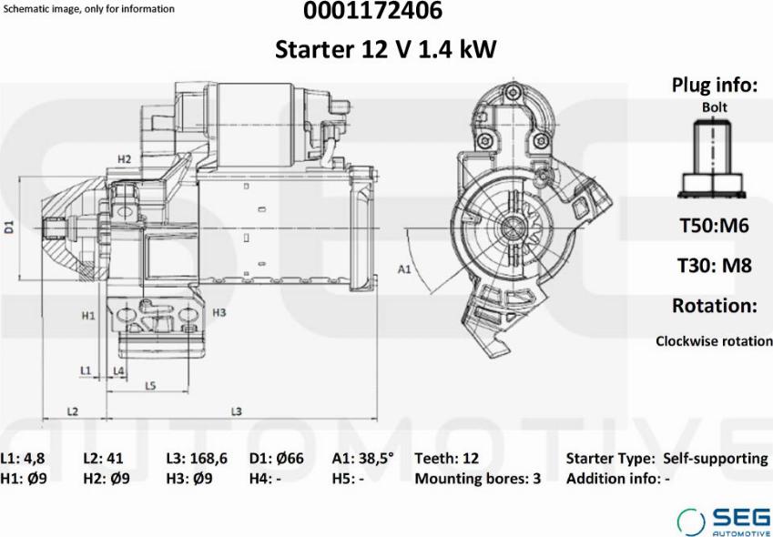 SEG AUTOMOTIVE 0001172406 - Стартер autozip.com.ua