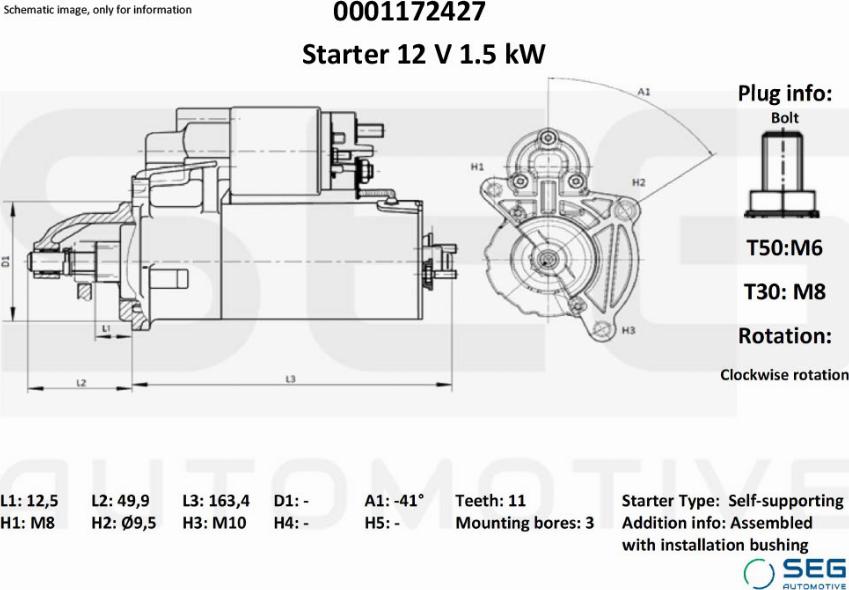 SEG AUTOMOTIVE 0001172427 - Стартер autozip.com.ua