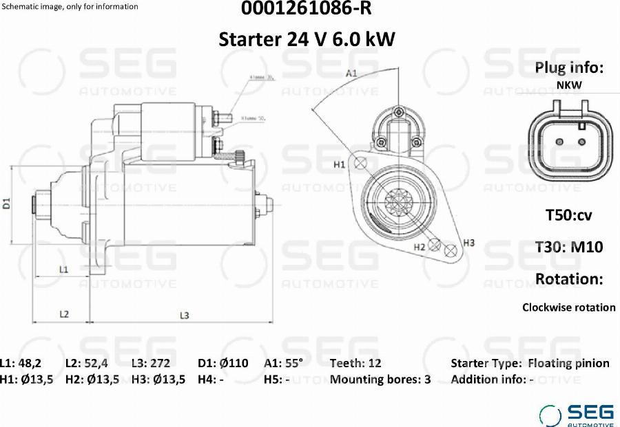 SEG AUTOMOTIVE 0001261086-R - Стартер autozip.com.ua
