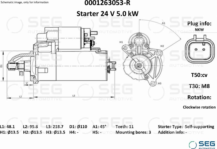 SEG AUTOMOTIVE 0001263053-R - Стартер autozip.com.ua