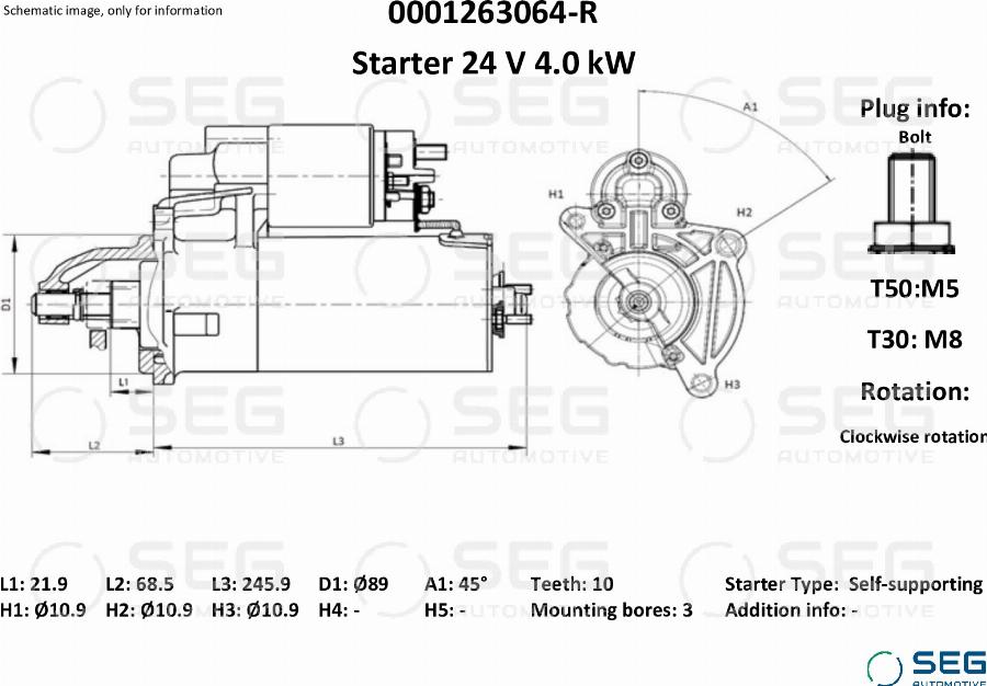 SEG AUTOMOTIVE 0001263064-R - Стартер autozip.com.ua