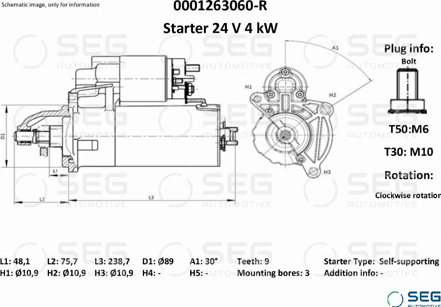 SEG AUTOMOTIVE 0001263060-R - Стартер autozip.com.ua