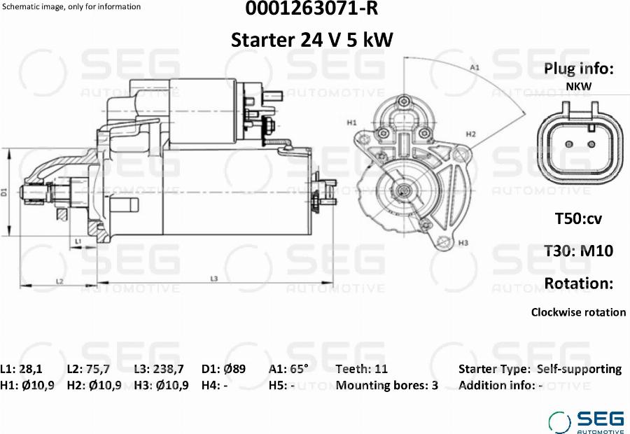 SEG AUTOMOTIVE 0001263071-R - Стартер autozip.com.ua