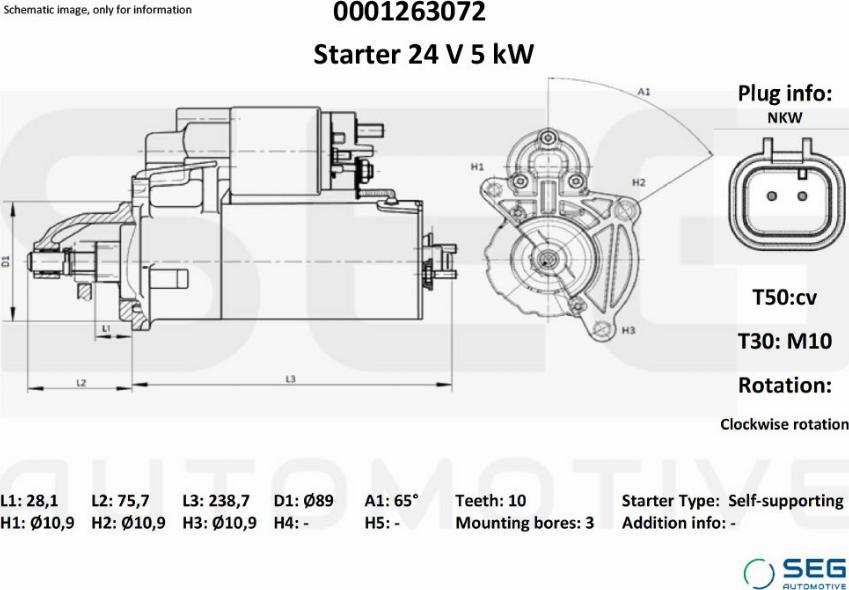 SEG AUTOMOTIVE 0001263072 - Стартер autozip.com.ua