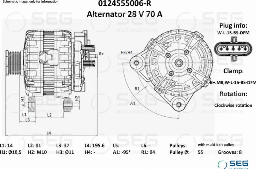 SEG AUTOMOTIVE 0124555006-R - Генератор autozip.com.ua