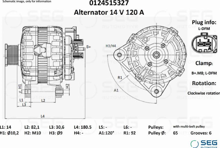 SEG AUTOMOTIVE 0124515327 - Генератор autozip.com.ua
