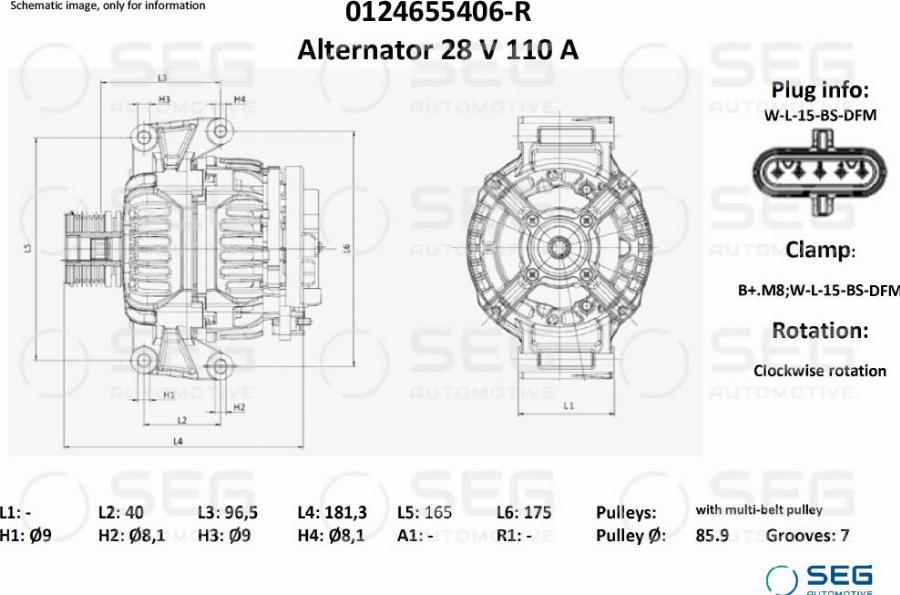 SEG AUTOMOTIVE 0124655406-R - Генератор autozip.com.ua
