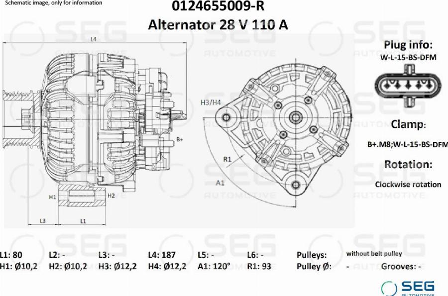 SEG AUTOMOTIVE 0124655009-R - Генератор autozip.com.ua