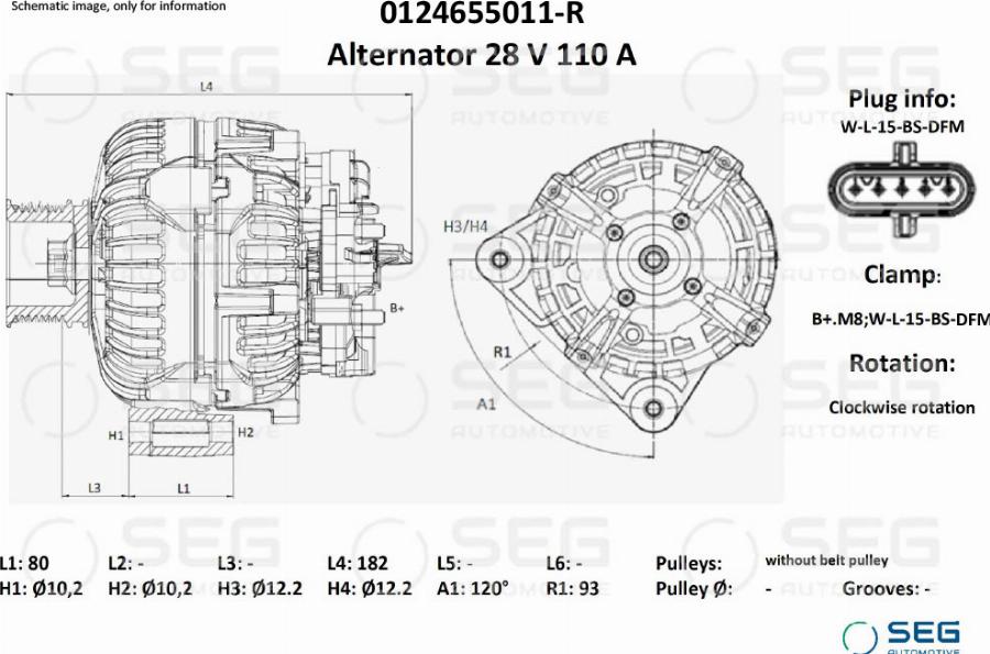 SEG AUTOMOTIVE 0124655011-R - Генератор autozip.com.ua