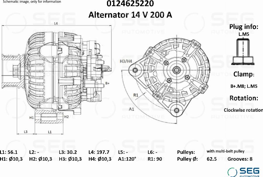SEG AUTOMOTIVE 0124625220 - Генератор autozip.com.ua