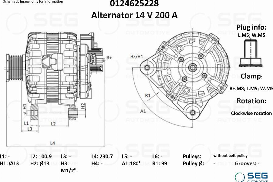 SEG AUTOMOTIVE 0124625228 - Генератор autozip.com.ua