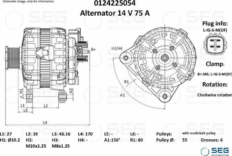 SEG AUTOMOTIVE 0124225054 - Генератор autozip.com.ua