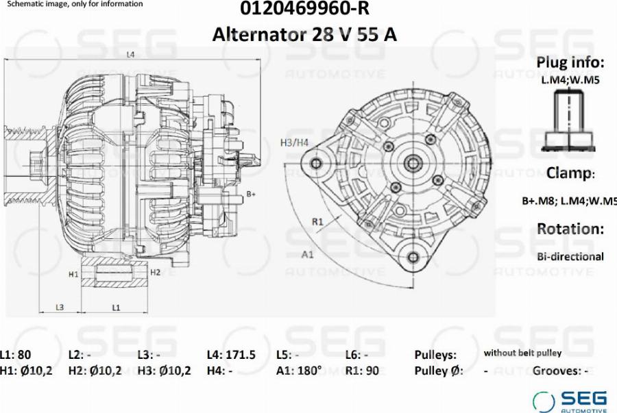 SEG AUTOMOTIVE 0120469959-R - Генератор autozip.com.ua