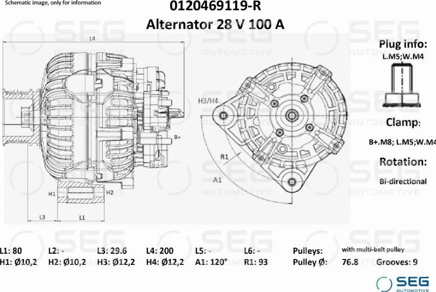 SEG AUTOMOTIVE 0120469119-R - Генератор autozip.com.ua