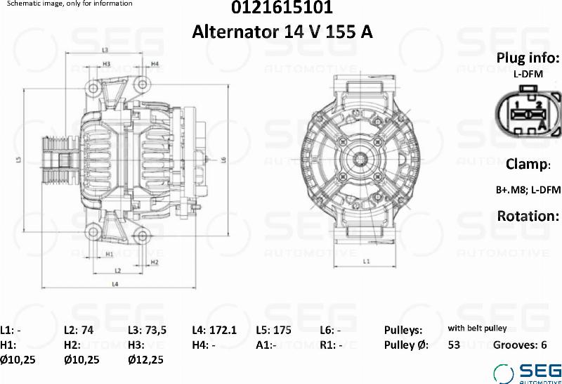 SEG AUTOMOTIVE 0121615101 - Генератор autozip.com.ua