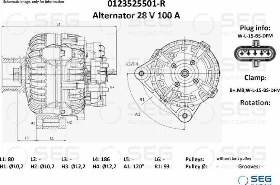 SEG AUTOMOTIVE 0123525501-R - Генератор autozip.com.ua
