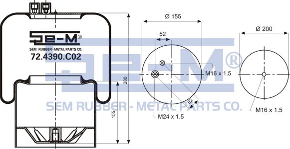 Sem Lastik 72.4390.C02 - Кожух пневматичної ресори autozip.com.ua