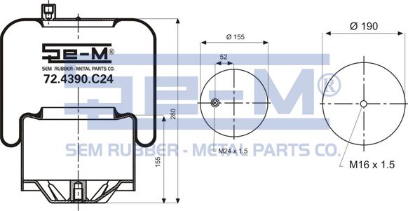 Sem Lastik 72.4390.C24 - Кожух пневматичної ресори autozip.com.ua