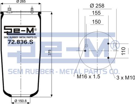 Sem Lastik 72.836.S - Кожух пневматичної ресори autozip.com.ua
