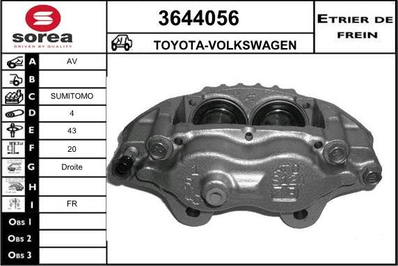 Sera 3644056 - Гальмівний супорт autozip.com.ua