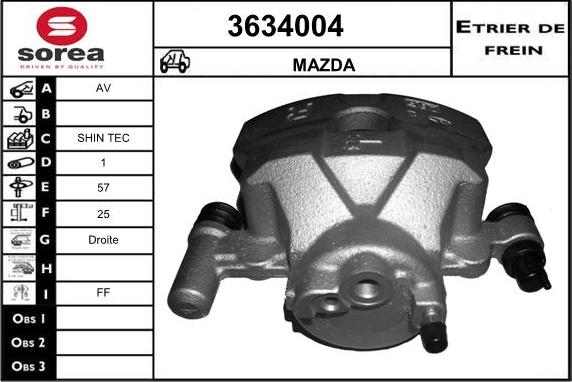 Sera 3634004 - Гальмівний супорт autozip.com.ua