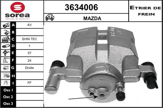 Sera 3634006 - Гальмівний супорт autozip.com.ua