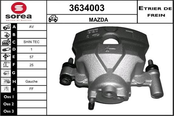 Sera 3634003 - Гальмівний супорт autozip.com.ua