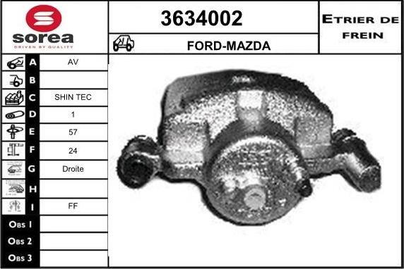 Sera 3634002 - Гальмівний супорт autozip.com.ua