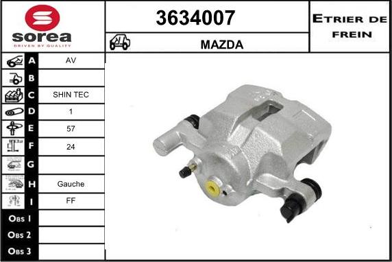 Sera 3634007 - Гальмівний супорт autozip.com.ua